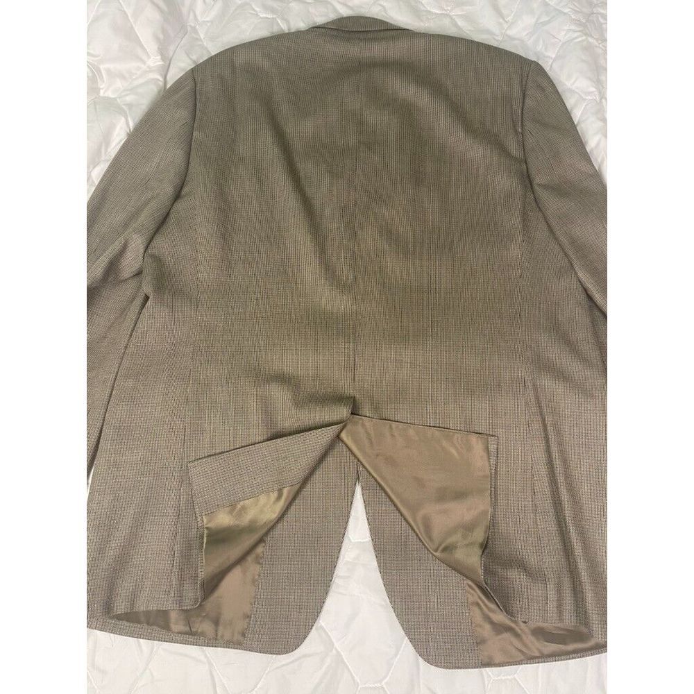 Lauren Ralph Lauren Mens Blazer 46L Brown Silk Wool Check 2 Button Single Vent - Picture 4 of 13